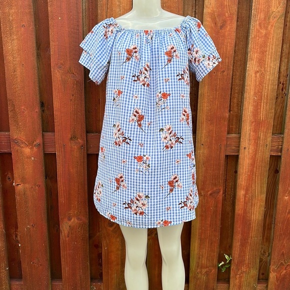 Purple Snow Gingham Floral Mini Dress Size XL - Picture 3 of 11